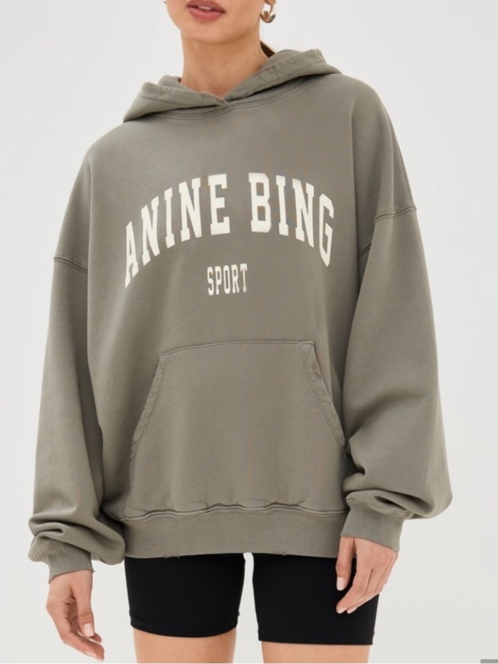 Anine Bing Sport Olive Hoodie Sweatshirt Small